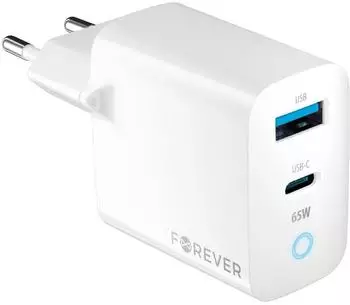Forever Ladeger&auml;t USB-C + USB-A 65W GaN, wei&szlig; (GSM171397)