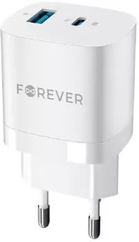 Forever TC-21 GaN-Wandladeger&auml;t 33W USB-C PD & QC, wei&szlig;