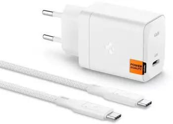 Spigen ArcStation Pro GaN651 USB-C Ladeger&auml;t PD 3.0 PPS 65W + Kabel, wei&szlig; (B-8458)