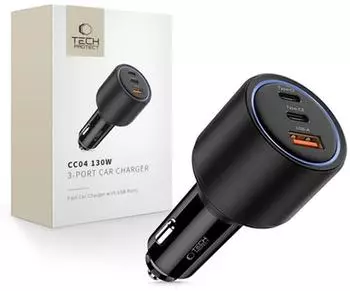 Tech-Protect CC04 Auto-Ladeger&auml;t 3-Port 130W, schwarz (CC04)