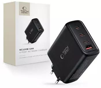 Tech-Protect NC120W-GAN 4-Port Wandladeger&auml;t 120W (NC120W-GAN)