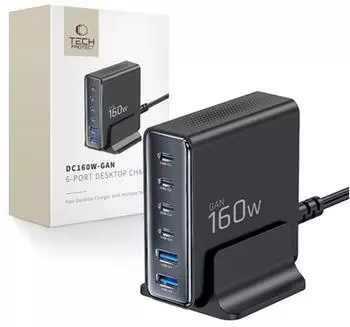 Tech-Protect DC160W GAN Wandladeger&auml;t 6-Port 160W (DC160W-GAN)