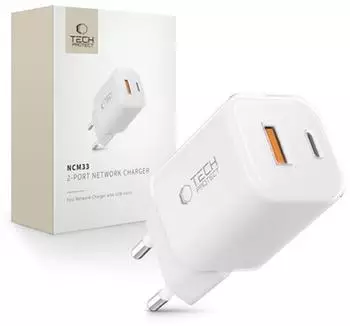 Tech-Protect NCM33W 2-Port Wandladeger&auml;t PD33W/QC3.0, wei&szlig; (NCM33W)