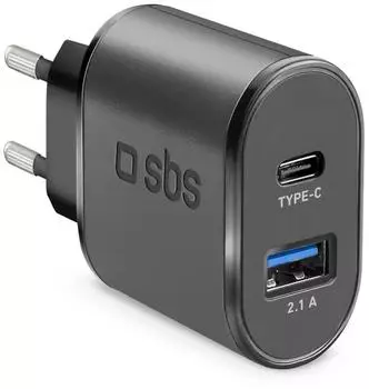 SBS Mobile Reiseladegerät USB-A + USB-C 2,1A (TETRAVUSBTC2AFAST)