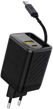 DUDAO A67EU GaN Wandladegerät 67W, 3 Ports, einziehbares USB-C Kabel (A67EU)