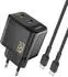 DUDAO A28PCEU Wandladegerät GaN 2x USB-C PD 45W mit USB-C-Kabel, schwarz (A28PCEU)