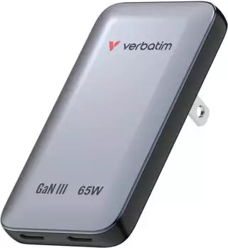 Verbatim Essentials Slim GaN Ladegerät 65W 2x USB-C grau (30280)