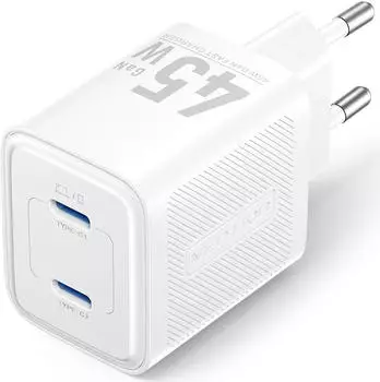 Vention GaN Wandladegerät 2x USB-C 45W weiß (FEFW0-EU)