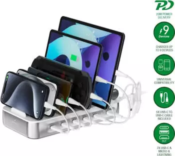 4smarts Team Ladestation 100W 5x USB-C, 1x USB-A, silber (541281)