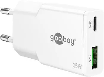 Goobay USB-C PD GaN Dual-Schnellladeger&auml;t Slim, 25W, wei&szlig; (75734)