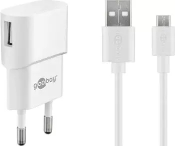 Goobay USB-Ladeset Micro-USB 5W mit Kabel 1m, wei&szlig; (45297)