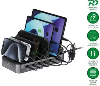 4smarts Team Ladestation 100W, 5x USB-C, 1x USB-A, 6 Kabel, schwarz (541805)