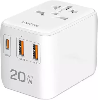 LogiLink Universal-Reiseadapter 20W PD, 4x USB-C/A