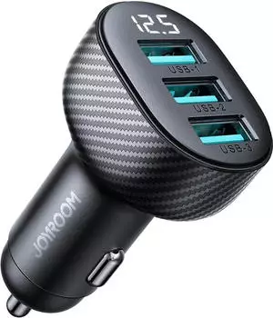 Joyroom JR-CCD03 Kfz-Ladegerät 3x USB-A 3,4A Digitalanzeige, schwarz (JR-CCD03)