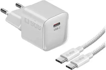 SBS Mobile GaN Netzlader 1x USB-C PD 40W mit 1,5m USB-C-Kabel (TETRKITGAN1C40MINI)