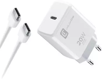Cellular Line Charger Kit 20W USB-C Power Delivery, weiß (ACHIPHKITC2CPD20WW)