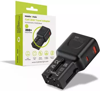 Mobile Origin PW25 GaN Reiseadapter 35W EU/US/UK/AU schwarz (MO-PW25-BLK)