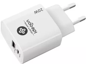 ideoon USB Ladeger&auml;t, weiss, 2 Ports, 1x USB-C und USB-A, 20W