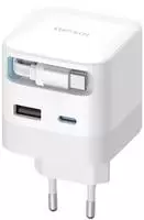CUKTECH AD653W, CUKTECH AD653W 67W GaN 2x USB-C + USB-A Wall Charger with 70cm
