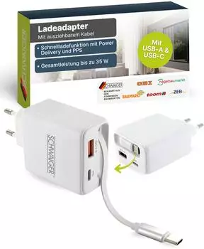 Schwaiger LADR1130 Ladeadapter 30W USB-A & USB-C 230V wei&szlig; (LADR1130)