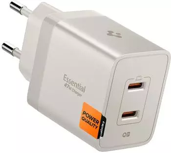 Spigen ArcStation Essential GaN 47W USB-C Schnellladegerät, Natural Titanium (ACH10451)