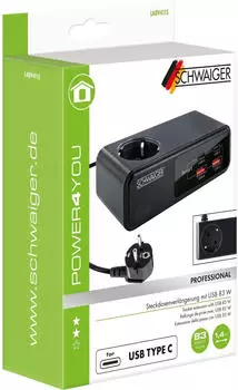 Schwaiger Steckdosenleiste USB-C & USB-A 83W 1,5m schwarz (LADV4115)