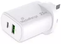 MEDIARANGE Ladeger&auml;t 25W 2-Port 1x USB-A/1x USB-C UK wei&szlig;