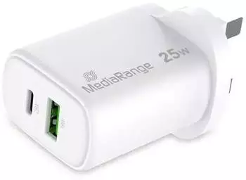 MediaRange 2-Port GaN Charger UK White