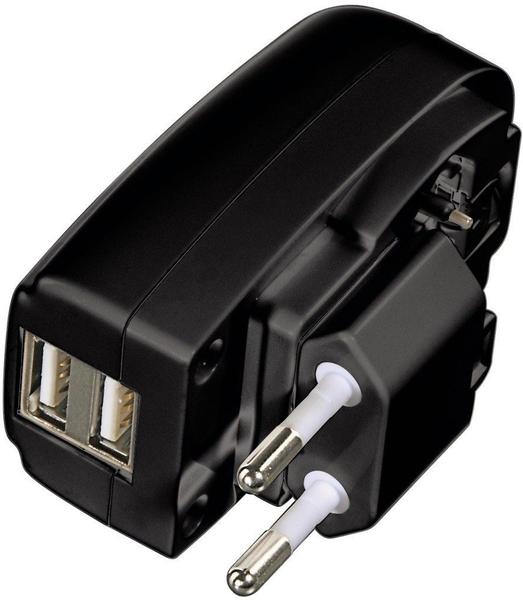Hama USB-Dual-Reiseladegerät 5 V/2,1 A, Schwarz