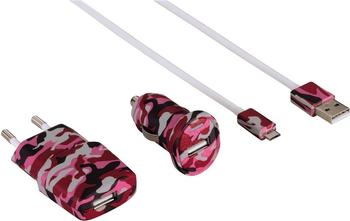 Hama Ladeset Micro-USB Camouflage pink