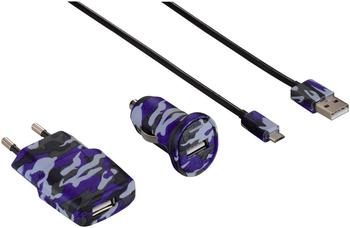 Hama Ladeset Micro-USB Camouflage blau