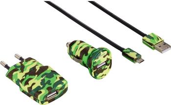 Hama Ladeset Micro-USB Camouflage grün
