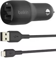Belkin USB-Ladeger&auml;t "Dual USB-A Kfz-Ladeger&auml;t inkl. Lightning Kabel 1m 24W"