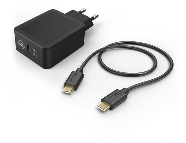 Hama Ladeset, USB-C, PD, 18W, USB-C-Kabel, 1,5 m, Schwarz