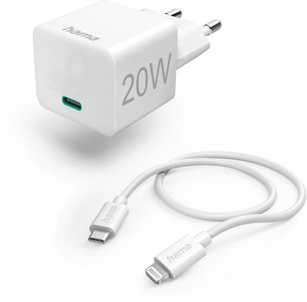 Hama USB-C Schnellladegerät 20W + Lightning Kabel Weiß