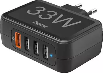 Hama 4xUSB Schnellladegerät 33W Schwarz