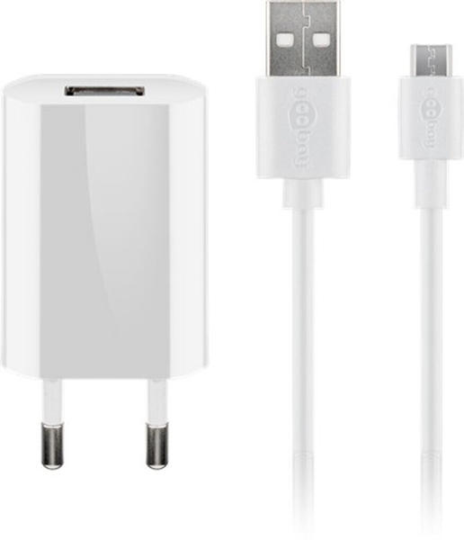 Goobay USB-A Ladegerät mit micro USB-C Kabel 1A Weiß