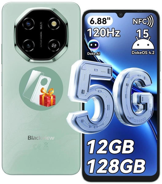 Blackview Shark 6 5G KI-Smartphone ohne Vertrag, 12GB+128GB, 6,88