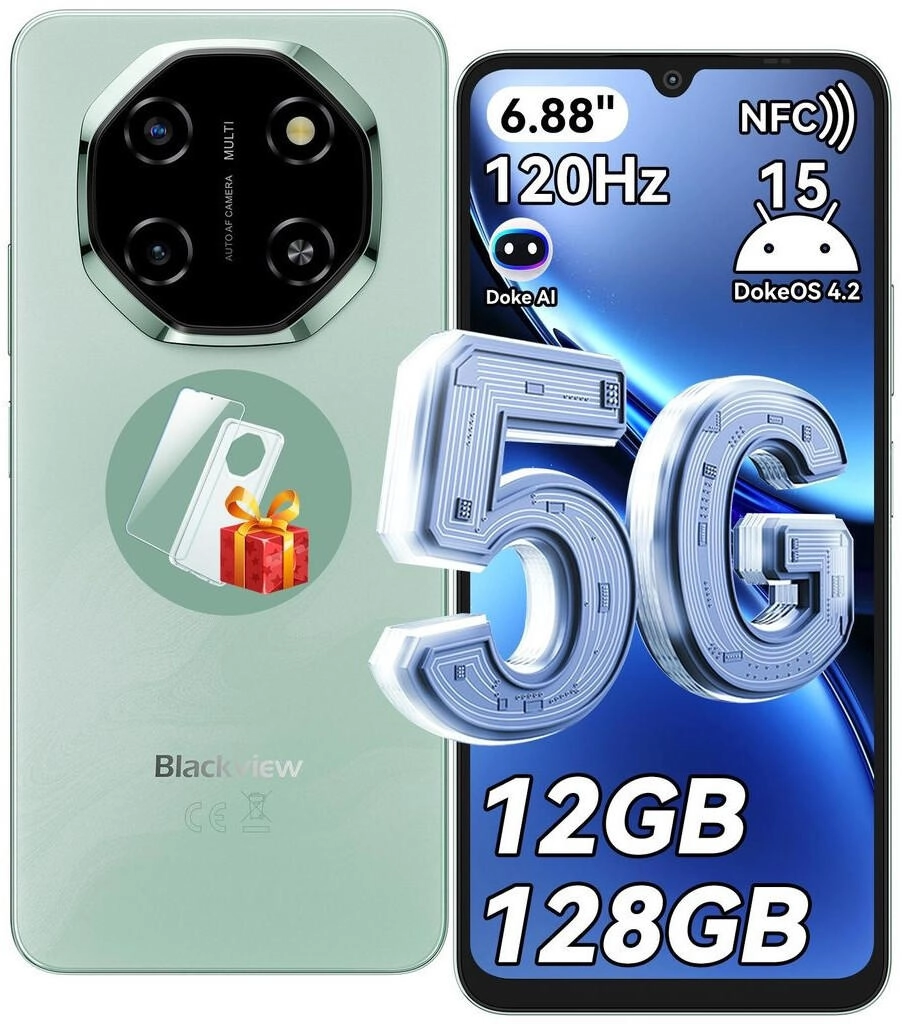 Blackview Shark 6 5G KI-Smartphone ohne Vertrag, 12GB+128GB, 6,88