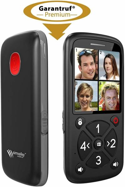 Simvalley 5-Tasten-Senioren- & Kinder-Handy mit Garantruf Premium, LED und Radio