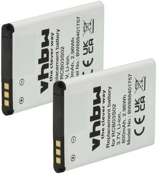 vhbw 2x Akku Ersatz für Swisstone RCB03S02 für Handy Smartphone Senioren Telefon (800 mAh 3,7 V Li-Ion)