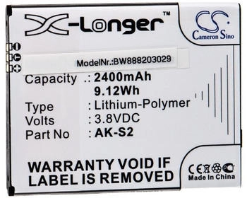 vhbw Akku Ersatz für Emporia AK-S2 für Handy Smartphone Telefon (2400 mAh 3,8 V Li-Polymer)