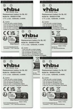vhbw 5x Akku kompatibel mit Telekom A806 Handy Smartphone Telefon (1200 mAh 3,7 V Li-Ion)