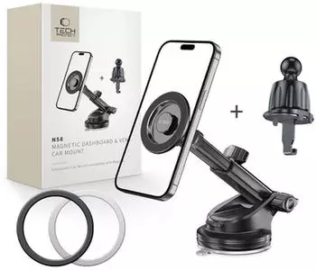 Tech-Protect N58 Magnetic MagSafe Car Mount for Cockpit Windshield or Air Vent Mount - Black