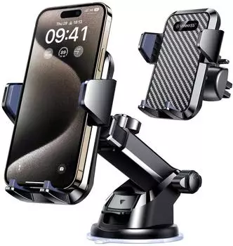 LuxusKollektion Handyhalterung Auto 4in1 Lüftung & Saugnapf, universell, schwarz