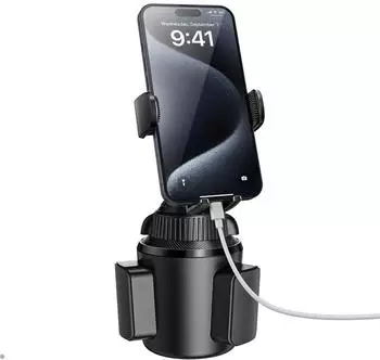 LuxusKollektion Handyhalterung Auto Becherhalter mit verstellbarem Arm, schwarz