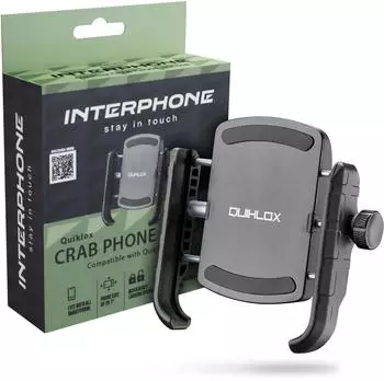 interphone Quiklox Crab universelle Motorrad-Smartphonehalterung, schwarz (SMQUIKLOXCRAB)