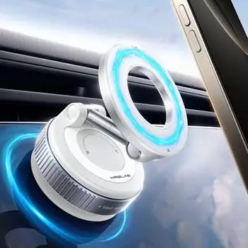 LuxusKollektion Handyhalterung Auto 360° weiß, Magnet & Vakuum-Saugnapf, MagSafe-kompatibel