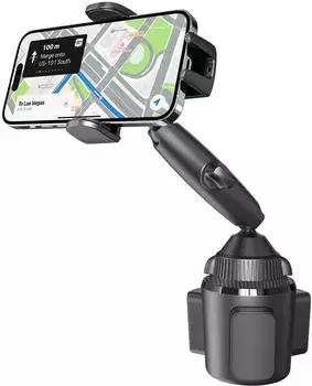 LuxusKollektion Handyhalterung Auto Becherhalter, verstellbarer langer Arm, schwarz