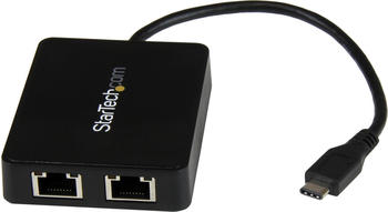 StarTech USB-C to Dual Gigabit Ethernet Adapter with USB 3.0 (Type-A) Port - USB Type-C Gigabit Network Adapter (US1GC301AU2R)